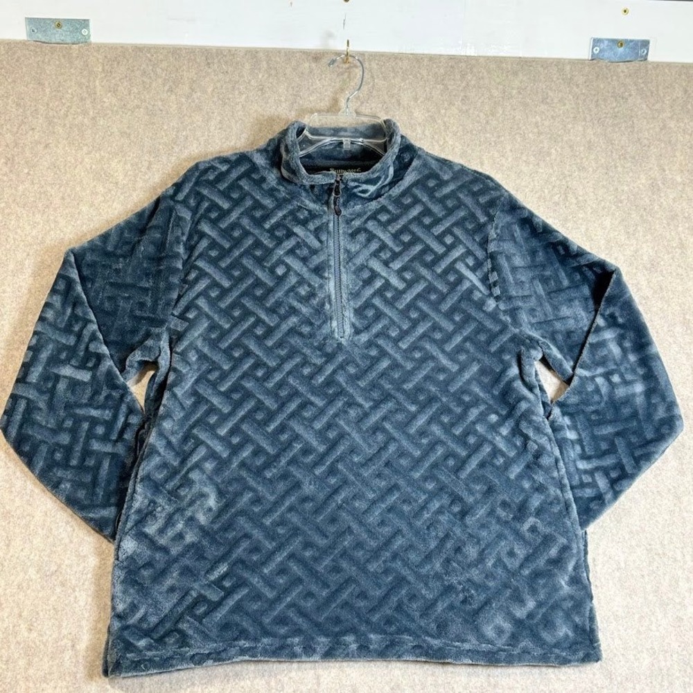 Stillwater Supply Co Fleece Pullover Wmn M Blue Plush Quarter Zip Geometric Soft